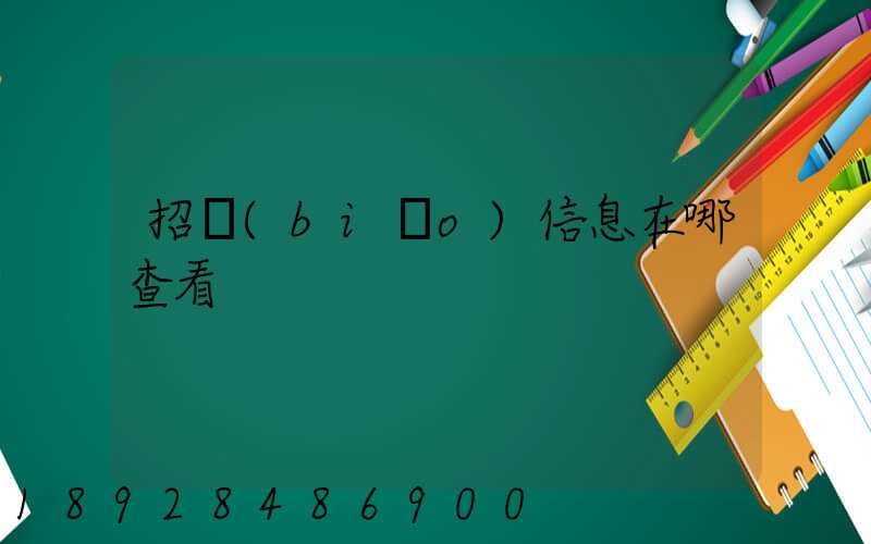 招標(biāo)信息在哪查看